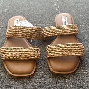 Steve Madden Brown Woven Slide Sandals